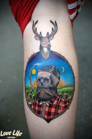 Colorful Lumberjack Tattoo by Love Life Tattoo