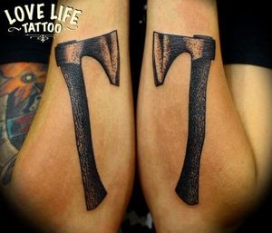 Woodcutter Axe Tattoo by Love Life Tattoo