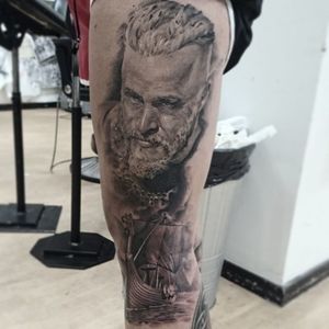 Impressive leg piece by The Gaddfather Tattoo.