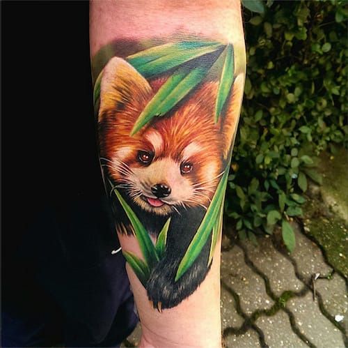 Graphical red panda tattoo