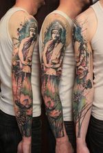 Unusual Buddha tattoo style by Gene Coffey! #buddha #genecoffey
