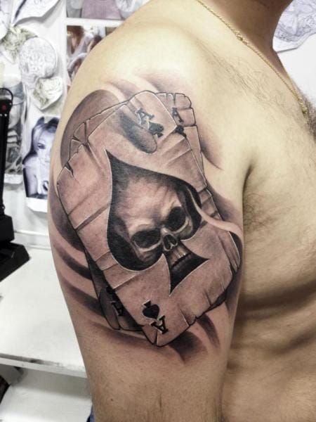 3D Ace Card Spades Tattoo by Wanted Tattoo