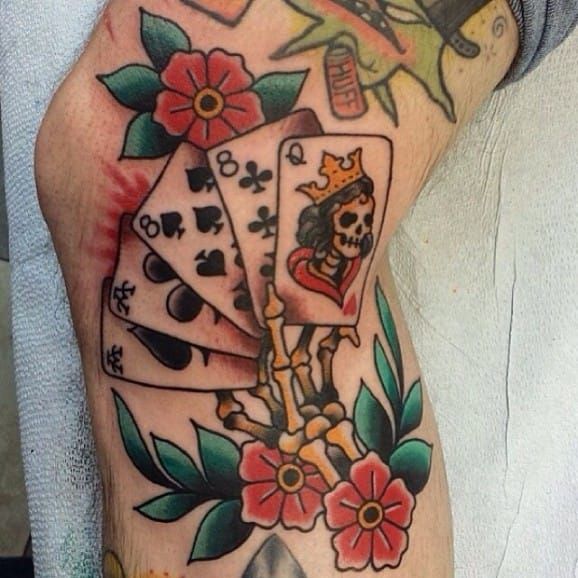 Skeleton hand of cards  Playing card tattoos Card tattoo Upper arm  tattoos