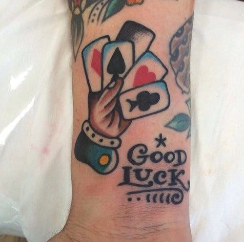Good Luck Card Tattoo by Fergus Simms
