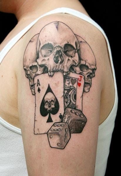 Skull Dice Card Ace Tattoo by Skin Deep Art