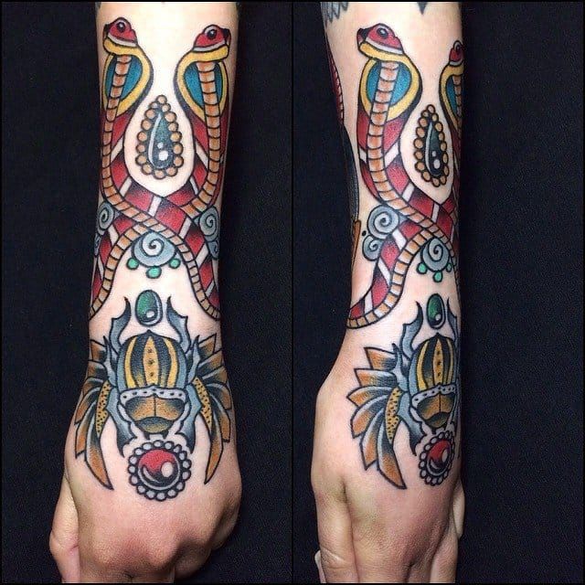 Scarab Hand Tattoo by Dario Rivera