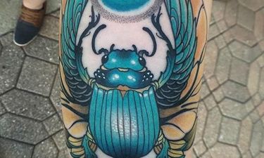 blue beetle scarab tattoo