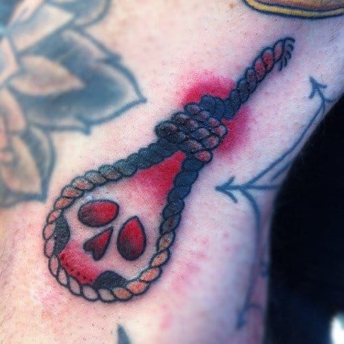 djdirks:hooded-noose-done-on-mary-neotraditional-noose-black-and-grey