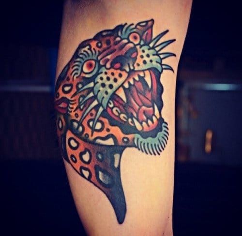 ArtStation  Leopard traditional tattoo