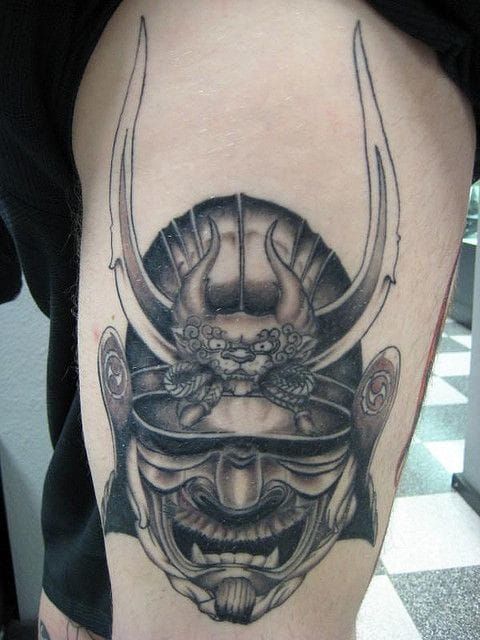 samurai half mask tattoo