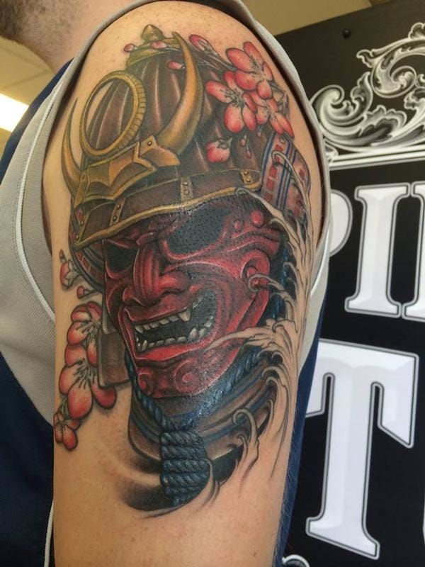 samurai half mask tattoo