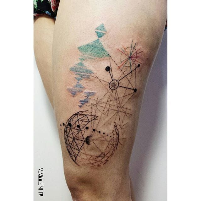 The Incredible Geometric Watercolor Tattoos Of Aline Wata • Tattoodo