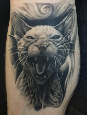 Amazing  shpynx cat Tattoo by Alex Diaz