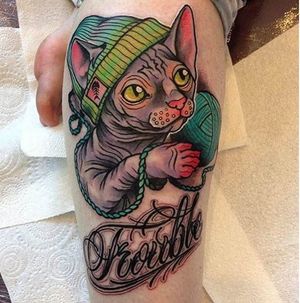Hairless Cat Tattoo by Rizza Boo