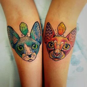 Egyptian Cat Tattoos by Katie Shocrylas