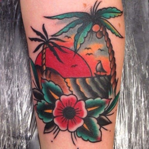 Paradise island circular tattoo  Tattoogridnet