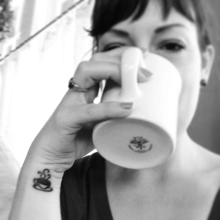 Then again coffee is just as fantastic when you're alone. Found on Pinterest.com. #femininetattoo #femininetattoos