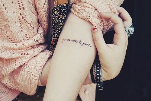 Fantastic spot for delicate script, found on kiinga.com. #femininetattoo #femininetattoos