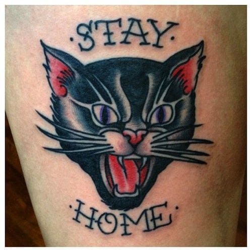 Blackwork angry cat tattoo by Laura Knox at Scratchline Tattoo in London   Tattoos Black cat tattoos Body art tattoos