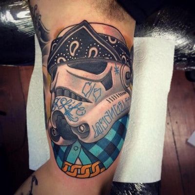 Creative Gangster Stormtrooper Tattoo by Jack Goks Pearce #stormtrooper #starwars #starwarstattoo #JackGoks