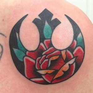 Tattoo uploaded by Robert Davies • Star Wars tattoo. Rebel Rose by Mitch  Love #rebelrose #rose #mitchlove #starwars • Tattoodo