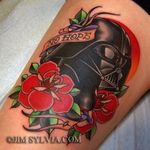 Traditional Darth Vader. Star Wars tattoo by Jim Sylvia #darthvader #traditional #JimSylvia #starswars