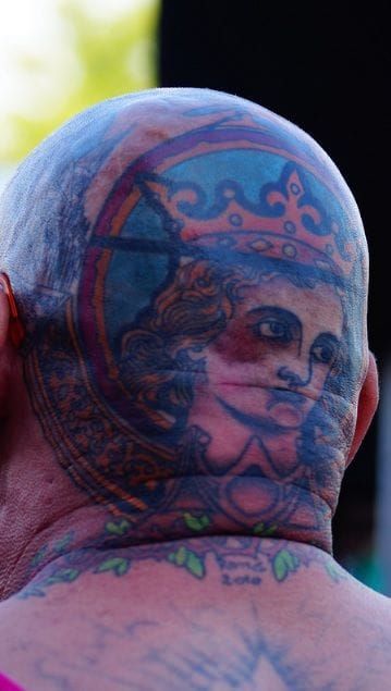 Stained glass tattoo by Mikael de Poissy. Photo by Diego Molero.