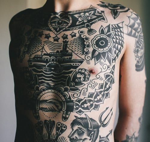 Traditional Chest Piece by Matthew Houston