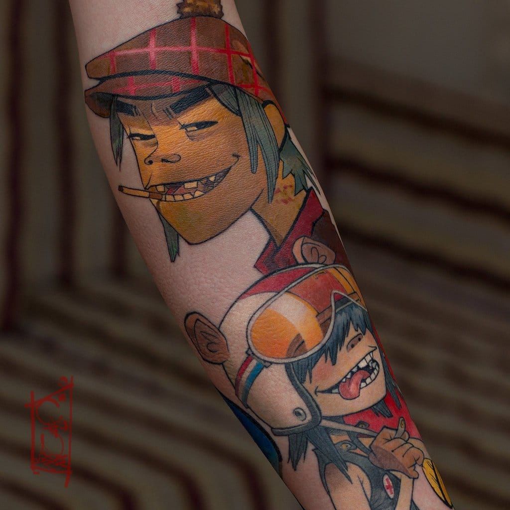 Just hand poked a tattoo of 2D on my friends leg What do you think   Gorillaz Amino