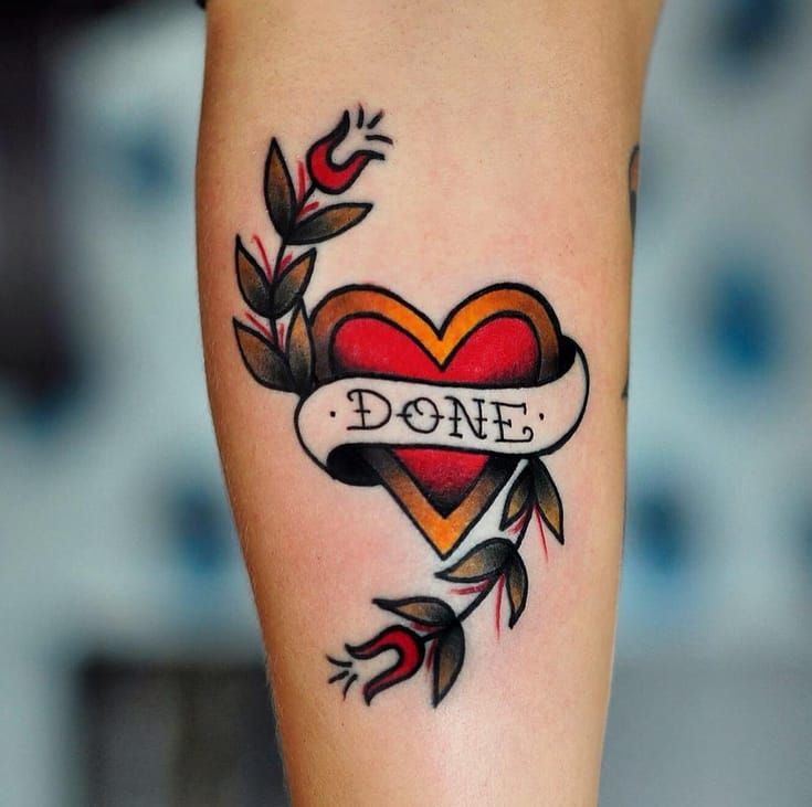 Tattoo uploaded by Rebecca • #traditional #heart #lettering #fullcolor  #Rockavin • Tattoodo