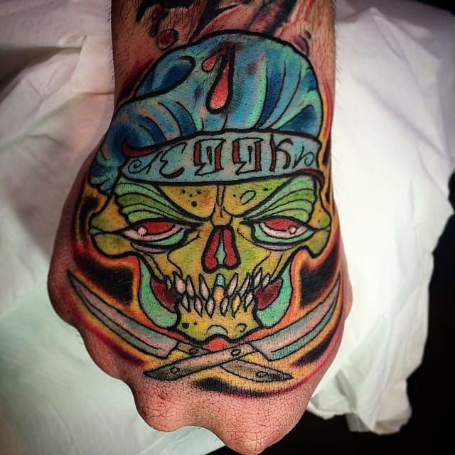 Awesome hand tattoo by Jean-Philippe Savart