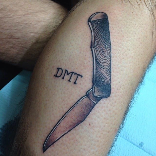 A pocket knife and branch tattoo on the right arm  Branch tattoo Tattoos  Leg tattoos