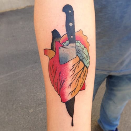 Amazing Dagger And Heart Tattoo By Jonasriberiotaattooer