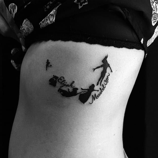peter pan flying silhouette tattoo