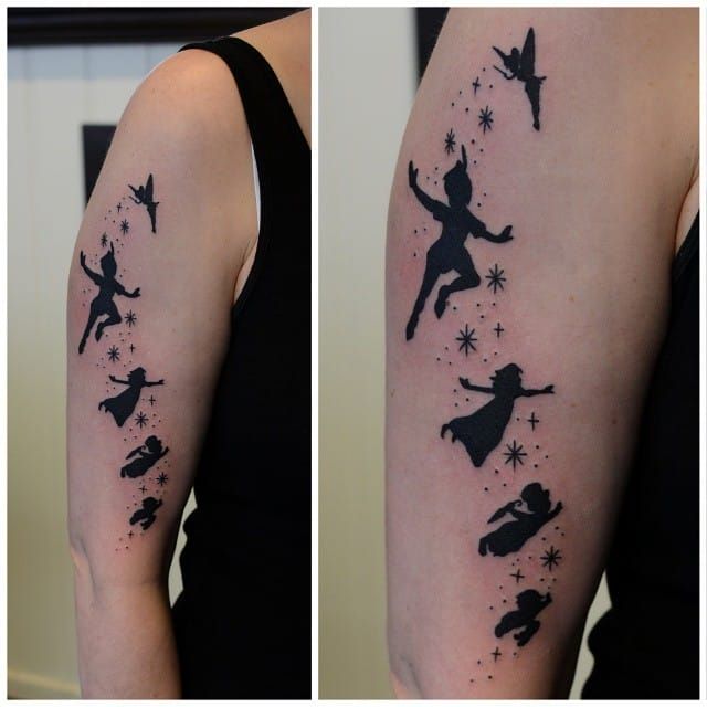 Minimalist Peter Pan tattoo by Kjetil F. Olsen