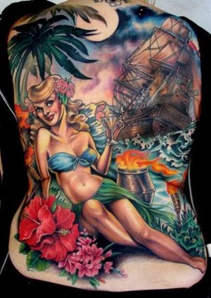 Gorgeous Hawaian piece by Deluxe Tattoo.