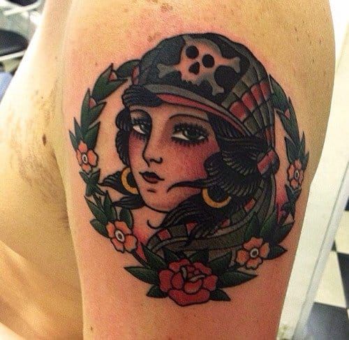 Arm Fantasy Women Pirate Tattoo by Dirty Roses