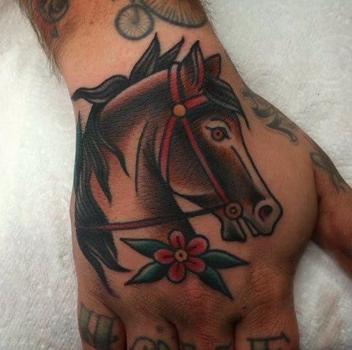 Traditional Horse Head Tattoo Idea  Horse tattoo design Horse tattoo  Cool tattoos for guys