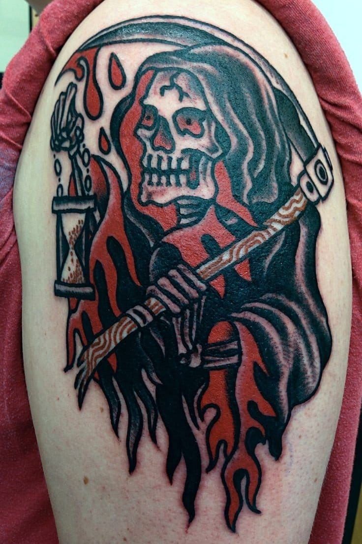 12 Bold Traditional Reaper Tattoos • Tattoodo