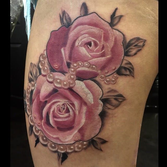 Inked roses and pearls  Pattern tattoo Lace tattoo Rose tattoos