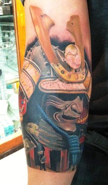 15 Ornate Samurai Helmet Tattoos • Tattoodo