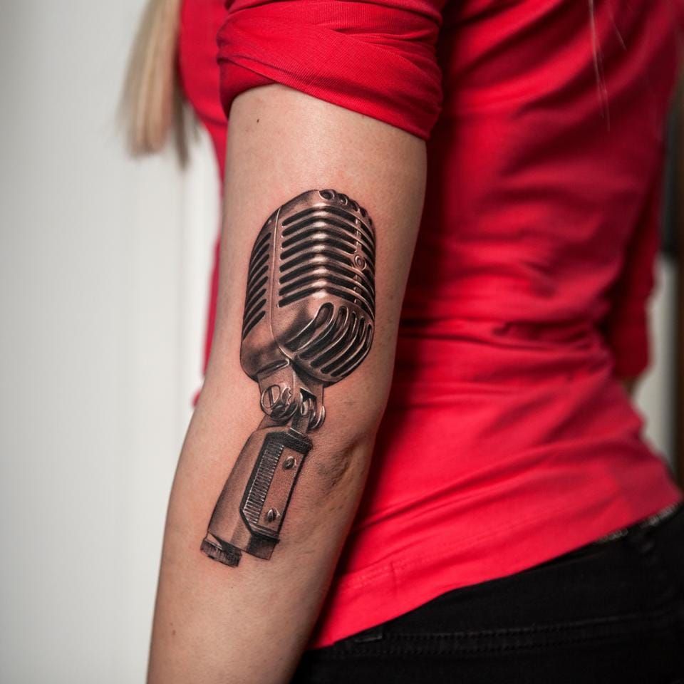 Top more than 70 microphone music tattoo ideas