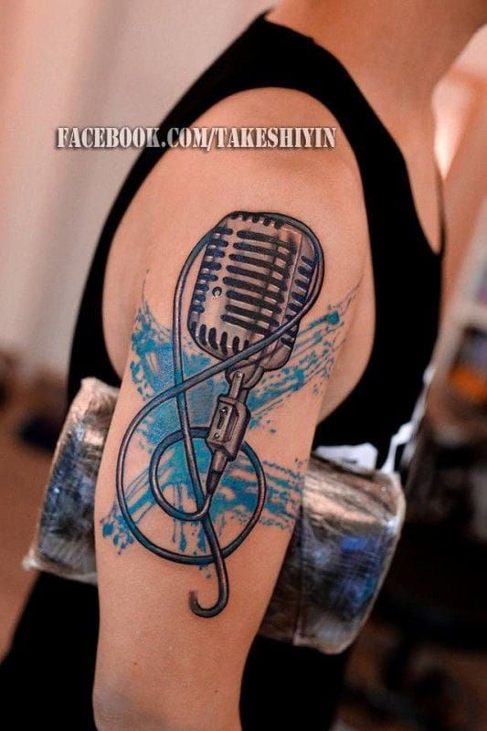 Vintage Microphone Tattoo by David Mushaney TattooNOW