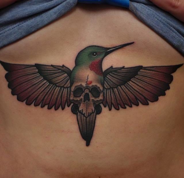 Hummingbird underboob tattoo by Abel Sanchez #abelsnachez #hummingbird