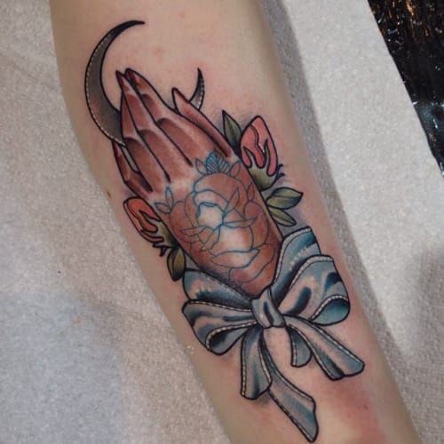 Hand Moon Tattoo by Jody Dawber