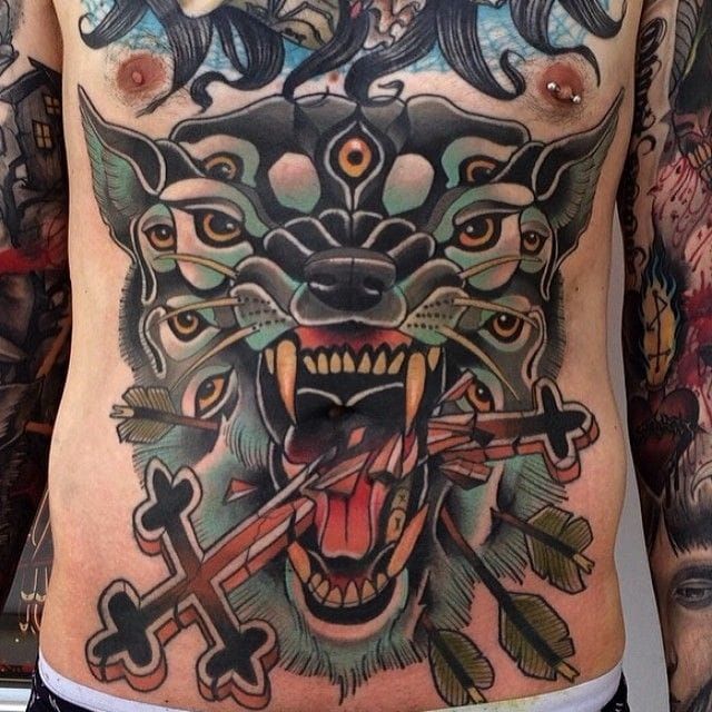 Savage Stomach Tattoo