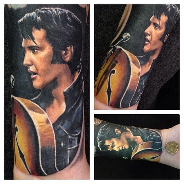 60 Elvis Presley Tattoos For Men  King Of Rock And Roll Design Ideas   Tattoos for guys Elvis tattoo Hand poked tattoo