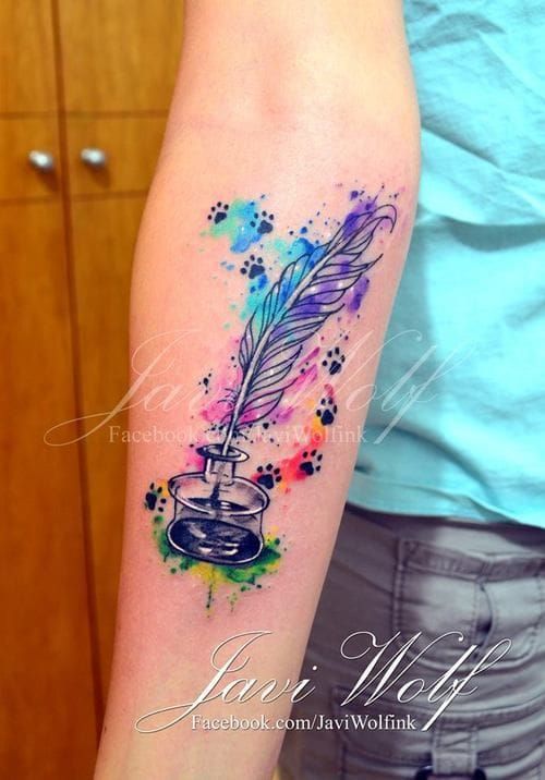 50 Quill Tattoo Designs For Men  Feather Pen Ink Ideas  Federkiel tattoo  Federstift tattoo Federtattoos