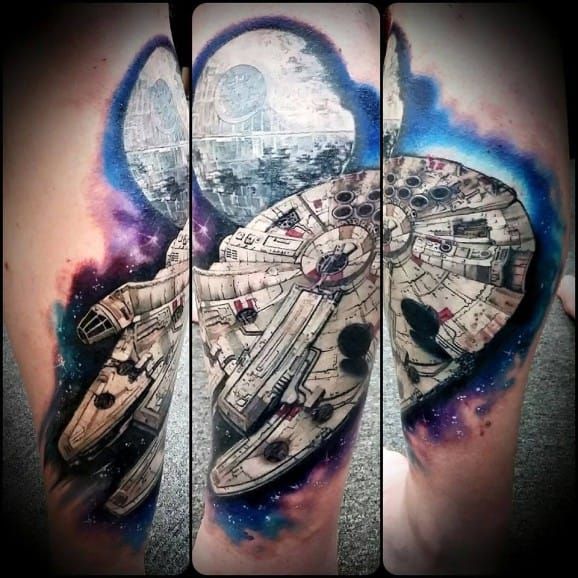 Millennium Falcon by Shannon at Beaver Tattoo in Woodhaven NY  rtattoos