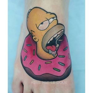 Homer Simpson Tattoo by Miss Mae La Roux